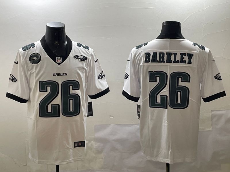 Men Philadelphia Eagles #26 Barkley White Second generations 2025 Nike Vapor Limited NFL Jersey style 6